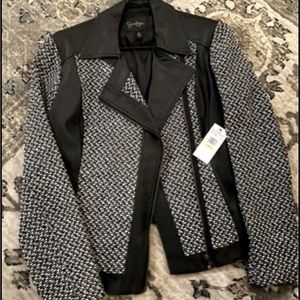 Jessica Simpson Twill/Faux Leather Jacket